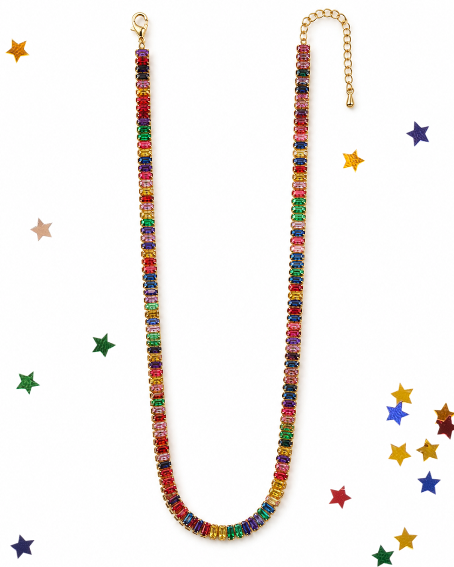 Confetti Bezel Tennis Necklace